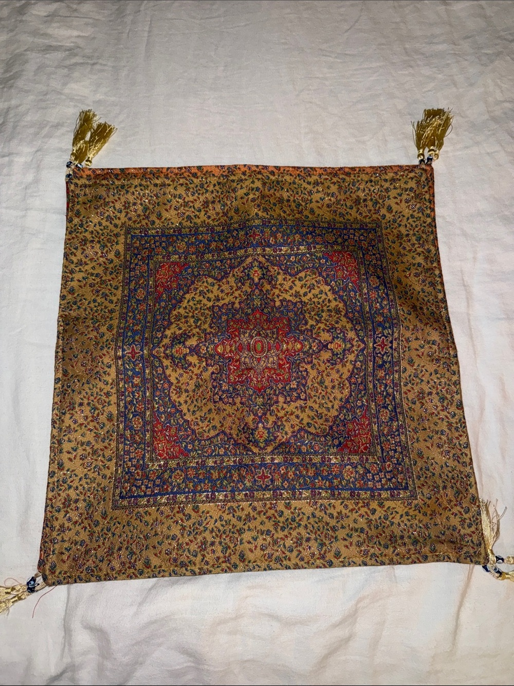 Decorative Red and Tan  tapestry pillow cases set of 3
